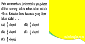 Saat Membaca, Jarak Terdekat Yang Dapat Dilihat Kakek Rabun Adalah 40cm. Besarnya Daya Lensa Yang Diperlukan Adalah