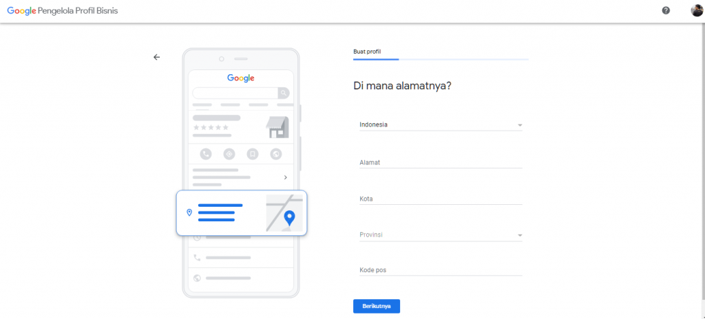 Langkah 5 – Sekarang masukkan alamat lengkap lokasi bisnis Anda. Nantinya alamat tersebut akan muncul di Google Maps, sehingga memudahkan pelanggan untuk menemukannya